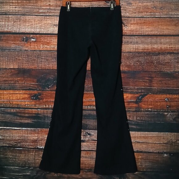 XOXO Vintage Pants 7 Faux Suede Flare Leg Embroidered Low Rise Zip Back Y2K USA - Picture 4 of 8